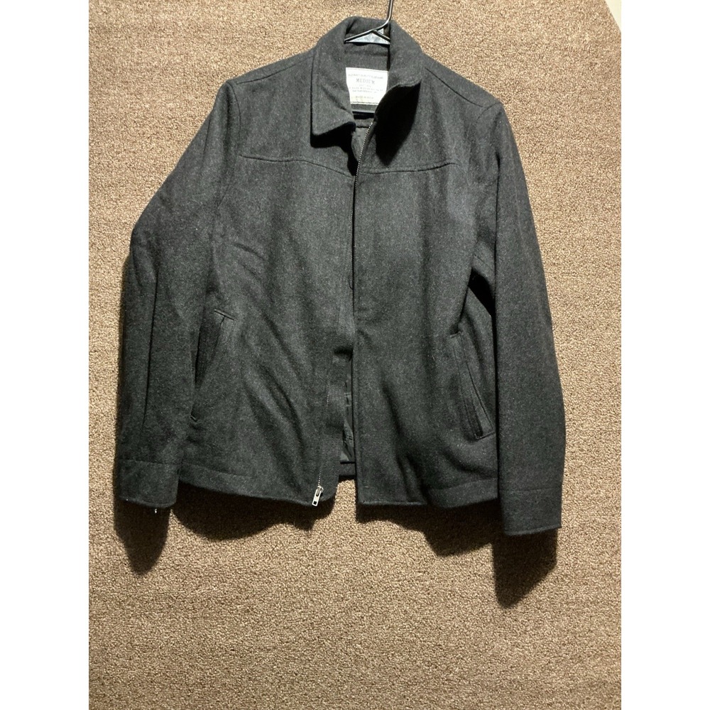 Old Navy Jacket Mens M Charcoal Gray Wool Blend Full Zip Lined Preppy Unisex